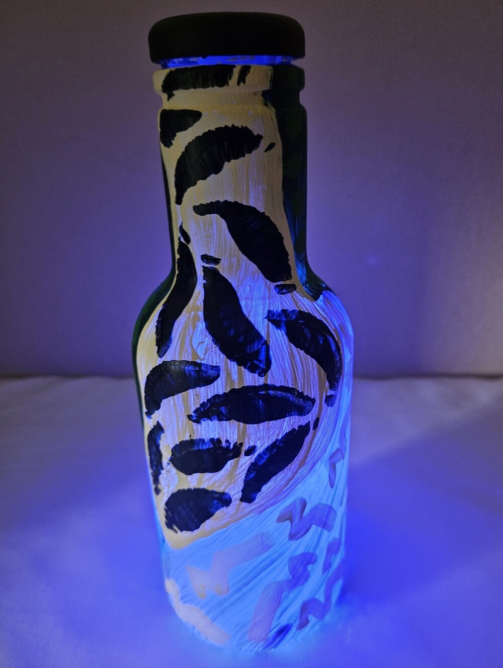 Upcycled Hand-Painted Bottle With Cap